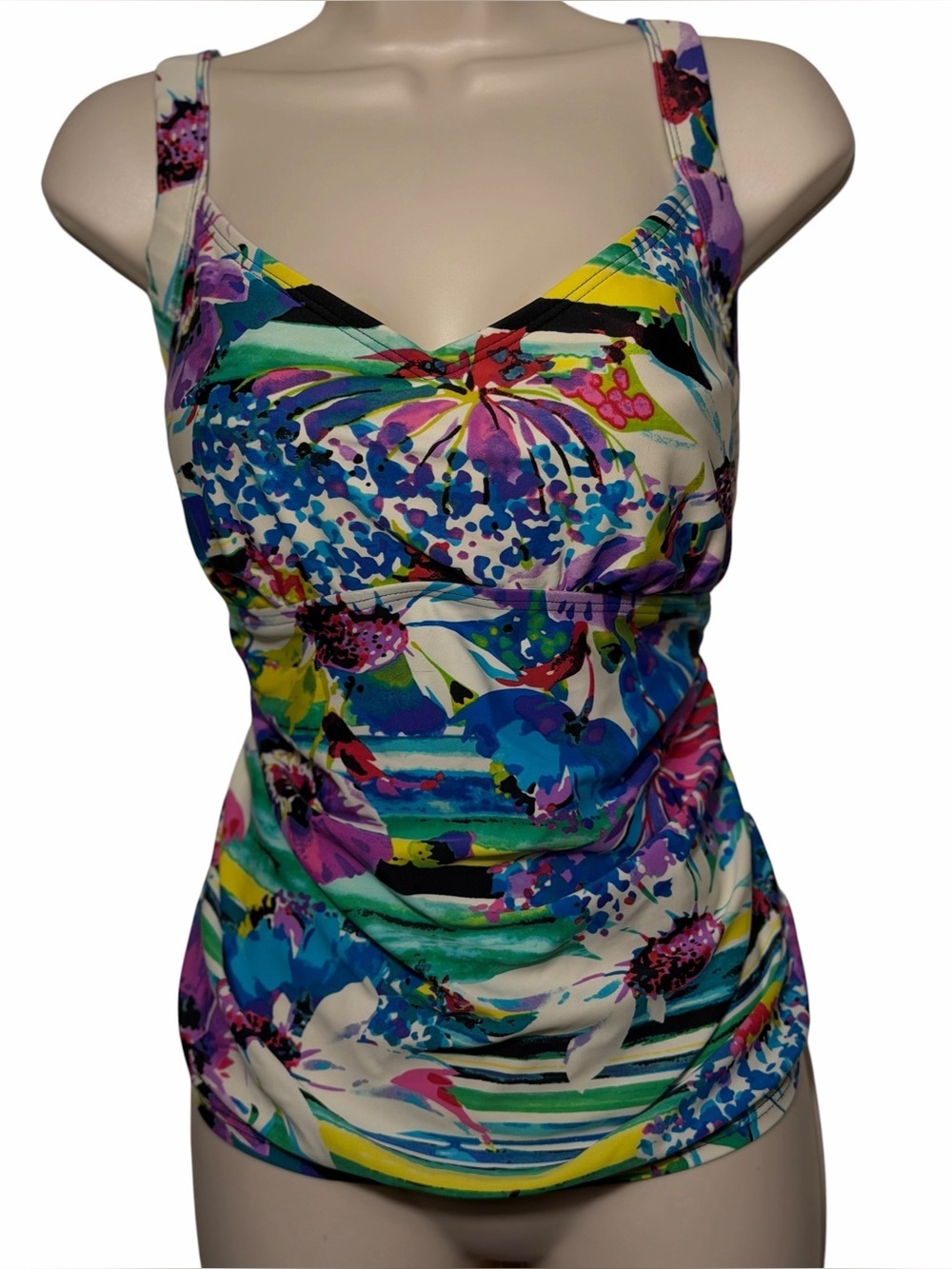 Maxine of Hollywood Floral Tankini Top – Size 16W Used In Good Condition